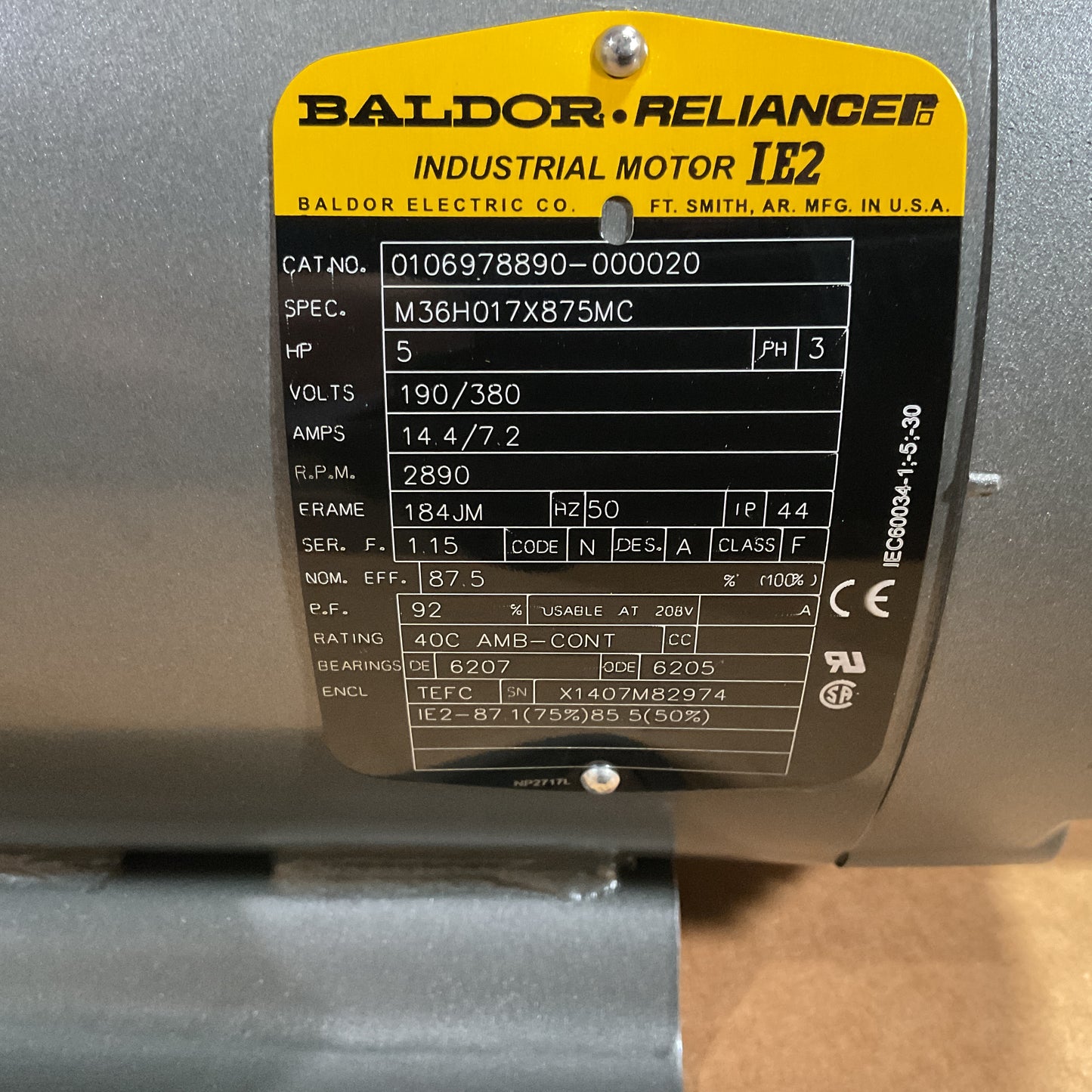 Industrial Motor - Baldor Reliance - M36H017X875MH